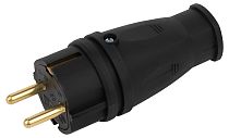 Вилка ЭРА VX10-B-IP44 каучуковая c заземлением 16А IP44 прямая черная Вилка ЭРА VX10-B-IP44 каучуковая c заземлением 16А IP44 прямая черная