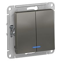 AtlasDesign Сталь Выключатель 2 клавишный. с подсветкой сх.5а, 10АХ Systeme Electric (Schneider Electric) AtlasDesign Сталь Выключатель 2 клавишный. с подсветкой сх.5а, 10АХ Systeme Electric (Schneider Electric)