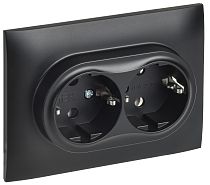 SKANDY Розетка 2-местная с заземлением без защитных шторок 16А в сборе SK-R08Bl черный  IEK