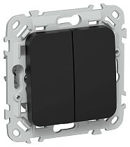 FLITE Выключатель 2-клавишный кнопочный 10А ВС12-2-0-ФлЧ черный IEK