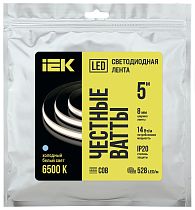 Лента светодиодная 5м COB 528LED/м freecut свободная резка 14Вт/м IP20 ширина 8мм 24В холодный белый IEK
