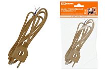 Шнур с плоской вилкой с вырезом ШУ04 ШВВП 2х0,75мм2 1,7 м. бронза  TDM