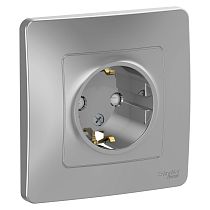 Blanca скрытая установка Алюминий Розетка с заземлением со шторками, 16А Systeme Electric (Schneider Electric)