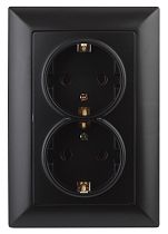 Розетка ЭРА Intro Solo 4-205-05 с заземлением двойная 2X2P+E Schuko, 16А-250В, IP20, скрытой установки, антрацит