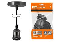 Патрон Е27 с подвесом 1 м, металлический "Лофт", черный  TDM