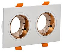 Светильник LIGHTING 4108 встраиваемый поворотный под лампу 2хGU10 белый/золото пластик  IEK