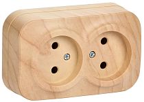 Розетка двухместная для открытой установки РС22-2-ХС без заземления 10А GLORY сосна  IEK