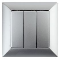 Выключатель ЭРА Intro Solo 4-106-03 IP20 10А 250В алюминий трехклавишный