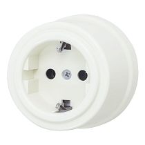 Розетка с заземляющим контактом,серия "ЛИЗЕТТА", пластик, цвет Слоновая кость Bironi