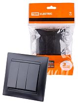 Выключатель 3-х кл. 10А графит "Лама"  TDM