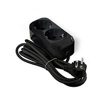 Удлинитель бытовой  Е-302 ПВС 3*1 2 гнезда с заземлением 3м черный UNIVERSAL