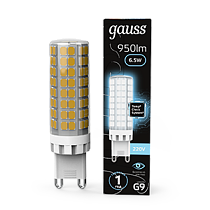 Лампа светодиодная Gauss G9 AC185-265V 6,5Вт 770lm 4100K керамика