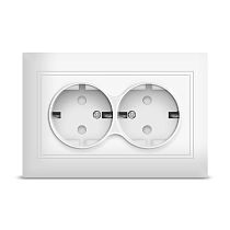 Розетка двухместная серия "Севиль" с/з, с/у, з/ш 16А, 220В, белая (еврослот) UNIVERSAL