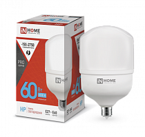 Лампа светодиодная LED-HP-PRO 60Вт 230В E27 с адаптером Е40 6500К 5700Лм IN HOME Лампа светодиодная LED-HP-PRO 60Вт 230В E27 с адаптером Е40 6500К 5700Лм IN HOME