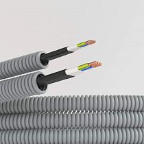 Электротруба ПВХ гибкая гофр. д.20мм, цвет серый, с кабелем ВВГ-Пнг(А)-LS3х1,5мм² Конкорд, 100м DKC