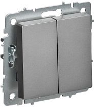 BRITE Выключатель 2-клавишный перекрестный 10А ВС10-2-3-БрС сталь IEK BRITE Выключатель 2-клавишный перекрестный 10А ВС10-2-3-БрС сталь IEK