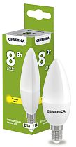 Лампа светодиодная C35 свеча 8Вт 230В 3000К E14 GENERICA IEK