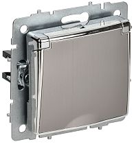 BRITE Розетка 1-местная с заземлением с защитными шторками и крышкой 16А IP20 РСбш10-3-БрГН металл хром/никель IEK