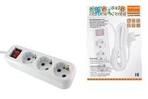 Удлинитель народный УН03В выключатель, 3 гнезда, 5метров, с/з, ПВС 3х0,75мм2  10А/250В TDM