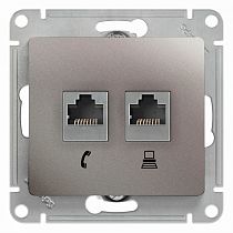 Glossa Платина Розетка двойная, RJ11+RJ45, категория 5E Systeme Electric (Schneider Electric)
