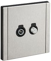 FORTE&PIANO Розетка двойная TV+SAT FP738M металл никель IEK