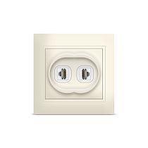 Розетка компьютерная двухместная серия "Севиль",с/у, 1А, RJ45, "слоновая кость" (ivory) (еврослот) UNIVERSAL