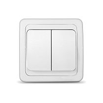 Выключатель двухклавишный Валери, скрытой установки, 10А, 220В, белый UNIVERSAL