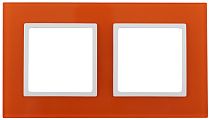 Рамка для выключателей и розеток двойная ЭРА Elegance 14-5102-22 стекло оранжевый