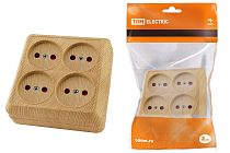 Розетка четырехместная 2П открытой установки IP20 10A с защитными шторками сосна "Ладога"  TDM