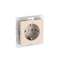 AtlasDesign Бежевый Розетка с заземлением со шторками, 16А, мех., быстрозажим. клемм