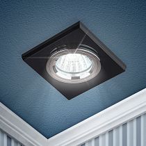 Светильник встраиваемый ЭРА DK8 CH/BK "стекло квадрат" MR16,12V/220V,50W, хром/черный
