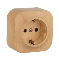 QUTEO Розетка 1-местная для открытой установки с заземлением с защитными шторками 16А дерево