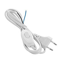 Шнур для бра с проходным выключателем белый ШВВП 2х0,75 1,7м UNIVERSAL