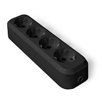 Колодка 4 гнезда с заземлением AБС-пластик черный UNIVERSAL