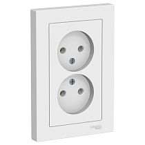 AtlasDesign Белый Розетка без заземления 2 постовая ,16А, (в сборе с рамкой) Systeme Electric (Schneider Electric)