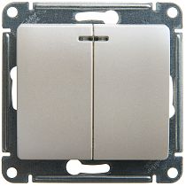 Glossa Перламутр Выключатель 2 клавишный  с подсветкой сх.5а, 10АХ Systeme Electric (Schneider Electric)