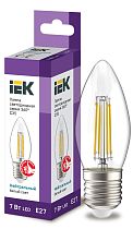 Лампа светодиодная C35 свеча прозр. 7Вт 230В 4000К E27 Filament  IEK