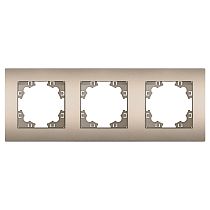 Рамка трехместная горизонтальная UNIVERSAL серия "Афина" шампань (еврослот)