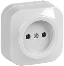 Розетка одноместная для открытой установки РС20-2-ХБ без заземления 10А GLORY белый  IEK