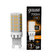 Лампа светодиодная Gauss G9 AC185-265V 5,5Вт 560lm 3000K керамика