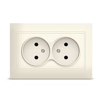 Розетка двухместная серия "Севиль" б/з, с/у, 16А, 220В, "слоновая кость" (ivory) (еврослот) UNIVERSAL