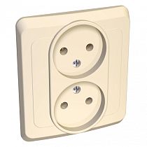 ЭТЮД скрытая установка Кремовый Розетка двойная без заземления Systeme Electric (Schneider Electric)