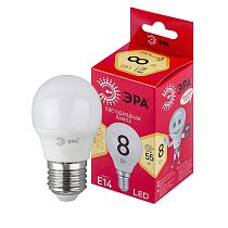 Лампа светодиодная ЭРА RED LINE LED P45-8W-827-E14 R шар теплый белый свет Лампа светодиодная ЭРА RED LINE LED P45-8W-827-E14 R шар теплый белый свет