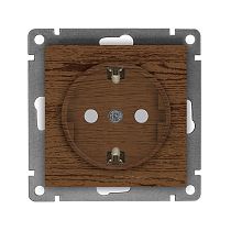 Розетка одноместная UNIVERSAL серия "Афина" с заземлением, с защитными шторками, скрытой установки, 16А, 220В, венге (еврослот)