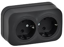 GLORY Розетка 2-местная для открытой установки с заземлением без защитных шторок 16А РС22-3-ХЧм черный матовый IEK GLORY Розетка 2-местная для открытой установки с заземлением без защитных шторок 16А РС22-3-ХЧм черный матовый IEK