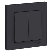 AtlasDesign Карбон Выключатель 2 клавишный сх.5, 10АХ, (в сборе с рамкой) Systeme Electric (Schneider Electric)