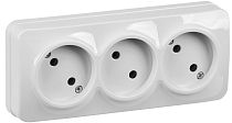 Розетка трехместная для открытой установки РС23-2-ХБ без заземления 10А GLORY белый  IEK