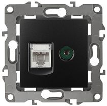 Розетка ЭРА 12 12-3110-05 антрацит телевизионная + интернет