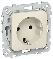 FLITE Розетка с заземлением с защитными шторками безвинтовое крепление 16А РСш11-1-ФлСл сливочный IEK