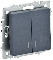 BRITE Выключатель 2-клавишный с индикацией для отелей 10А ВС10-2-9-БрМ маренго  IEK